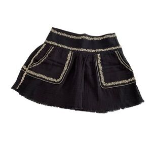 Isabel Marant Etoile Embroided Mini Skirt EU36 M Gray Raw Edge Boho Peasant Chic